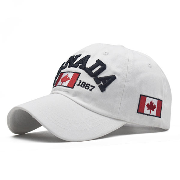 Vår- och sommarhatt Maple Leaf cap Canad par hattar Peaked Cap City utomhus solhatt White Adjustable