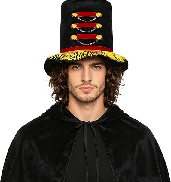 Ringmaster flosshatt fløyelsfrynset ringlederhatt morsom dusk ringmasterhatter sirkus løvetemmer kostymehatter