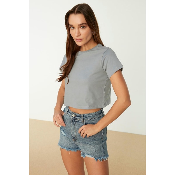 Trendyol T-shirt Enkel rundringning Standardärm Basic Grey S