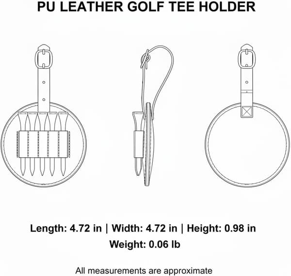 Mørkebrun PU-læder Golf Tee Pung, Kompakt Bæltestrop & Taskestrop Organizer til Hurtig Adgang (2-pak)