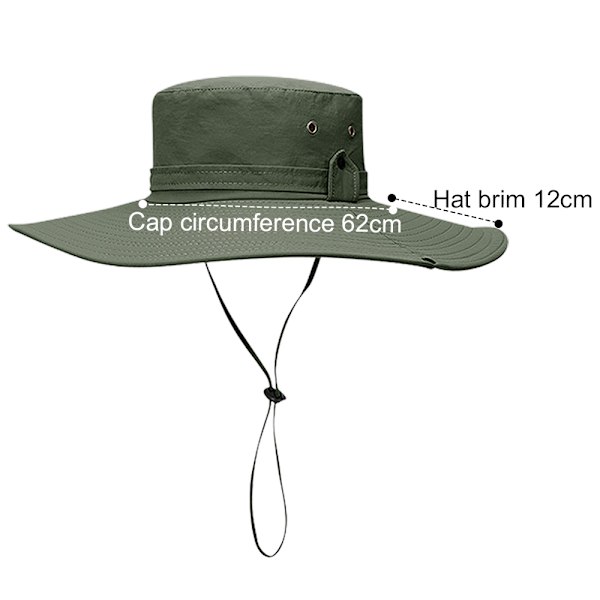 Solhattar med UV-skydd, vandringssafari med bred brättad cap ArmyGreen