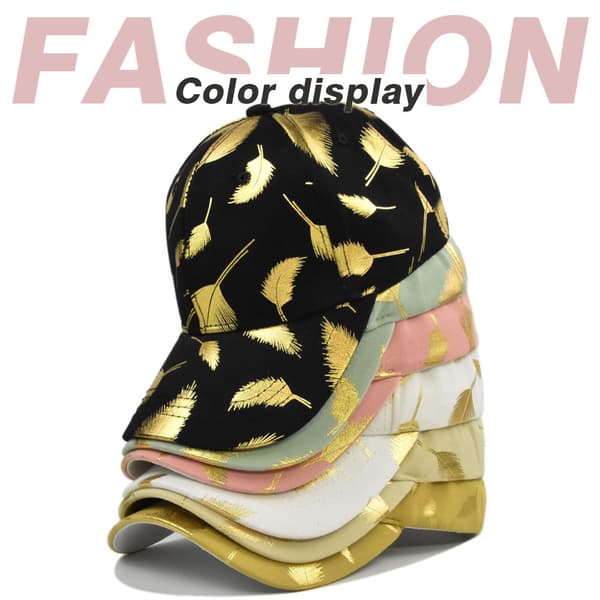 Golden Leaf printed cap koreansk stil bronzing cap Student Peaked Cap Dome Solhatt Partihandel Cp8334Khaki Adjustable