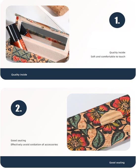 6-delt læbestiftorganizersæt – med spejl – Læbepomadeorganizer – Mål 8x3 cm