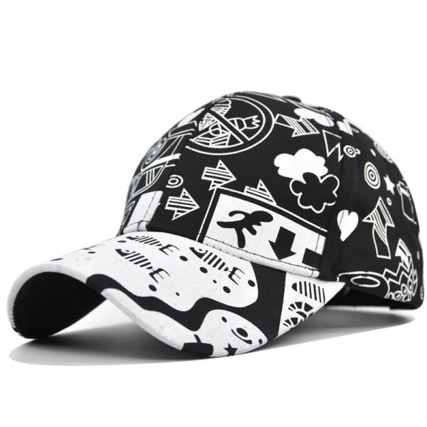 trendig printed hatt för män och kvinnor matchande utomhussolhatt trendigt mode baseballhatt med cap Cp8141Black Adjustable