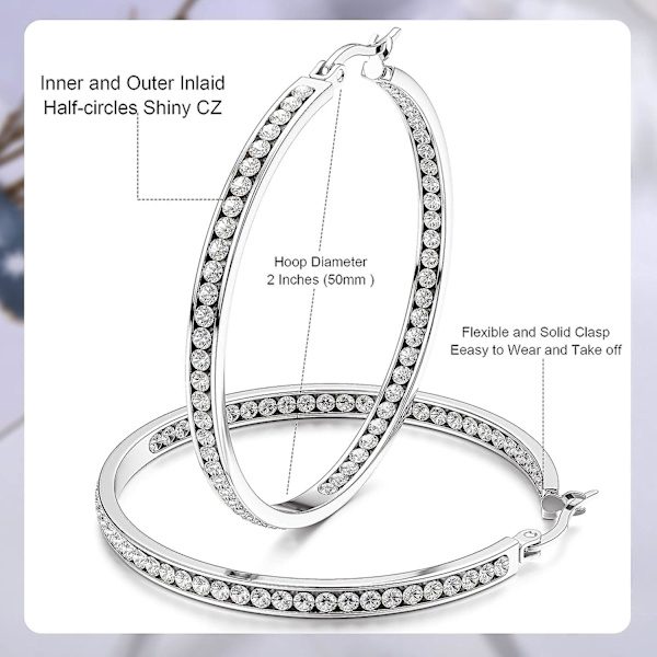 Rostfritt stål Hoop örhängen för kvinnor Zirconia Huggie Large Hoop örhängen Hängande Hypoallergena 40 Mm 50 Mm, ingen ädelsten. gold 40 mm