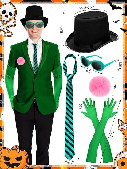 10 stk. Halloween oransje kostymetilbehørsett med hatt og briller