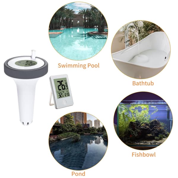 Digital trådlös flytande pooltermometer, vattentemperaturtermometer, inomhusmonitor utomhuspooltermometerset för simbassänger, bubbelpooler, spa