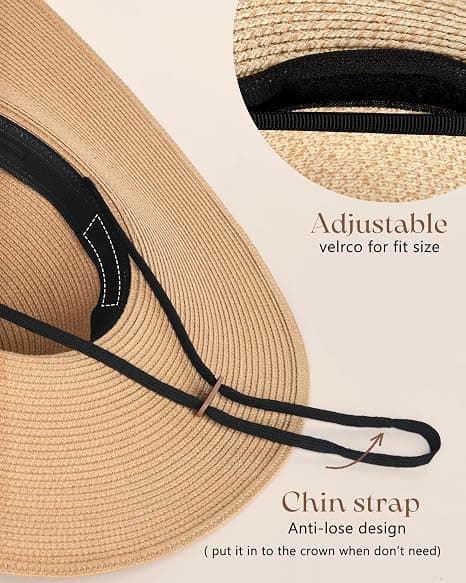 Dame Sol Stråhat Bred Skygge Sommerhat Sammenfoldelig Pakbar Floppy Strandhatte til Kvinder