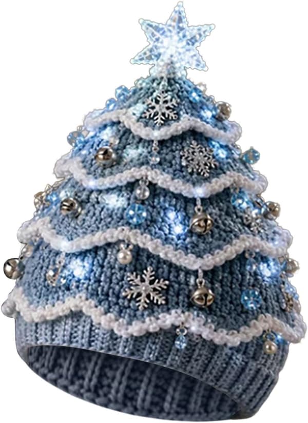 Lysende juletræshæklet hat DIY-sæt, 9,1 tommer LED-garnhåndværk, englevelsignelse julepynt, 1 stk. C