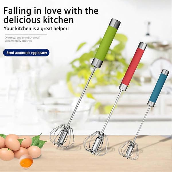 Whizzy Whisk Halvautomatisk Eggvisp Håndtrykk Eggvisp Rustfritt Stål Blender Mikser Blue 25.5cm
