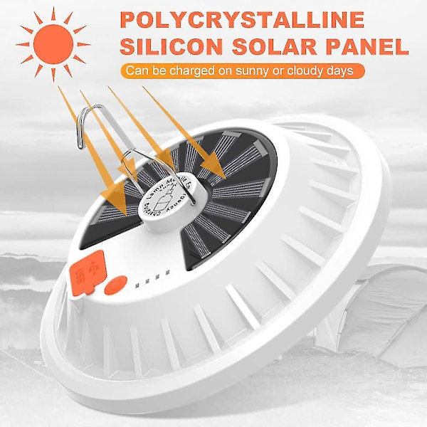 Solar campingljus, 120 led hängande campinglykta med fjärrkontroll, Ip65 vattentät uppladdningsbar tältlampa, 5 lägen 1200ma bärbar USB laddare
