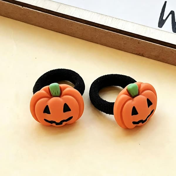 10 STK Halloween Hårelastikker, Spøgelse Græskar Sort Kat Mini Elastiske Hårbånd til Piger og Småbørn, Heksehat Græskar Scrunchies, Cosplay Tilbehør