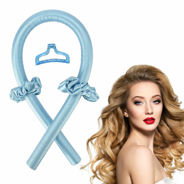 Heatless Curling Rod Pannband _ DIY curling hårverktyg _ Heatle blue
