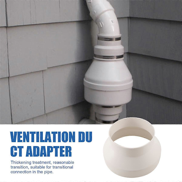 Ventilationsrörreducerare Adapter Rör Luftkanal Adapter Röranslutning för Inline Ventilationssystem White 200-150mm