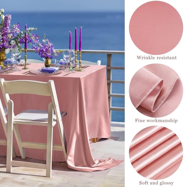 4 pakker satengduker i roségull 102 x 58 tommer, satengduker, rektangulær duk i skinnende silke, glatt stoff borddekorasjon til bryllup