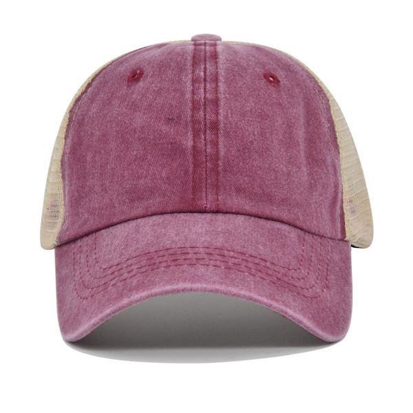 Enfärgad cap Peaked Cap Mesh Cap Solhatt Glänsande Cap Custom Logo Partihandel Cl7357RoseRed Adjustable