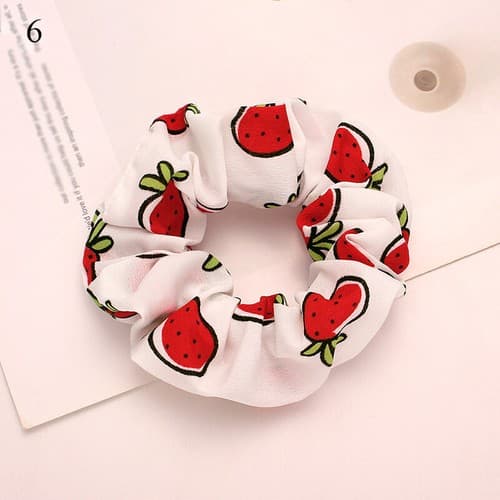 Søde elastiske hårringe med frugtprint til kvinder og piger, scrunchies, elastik, hovedbeklædning
