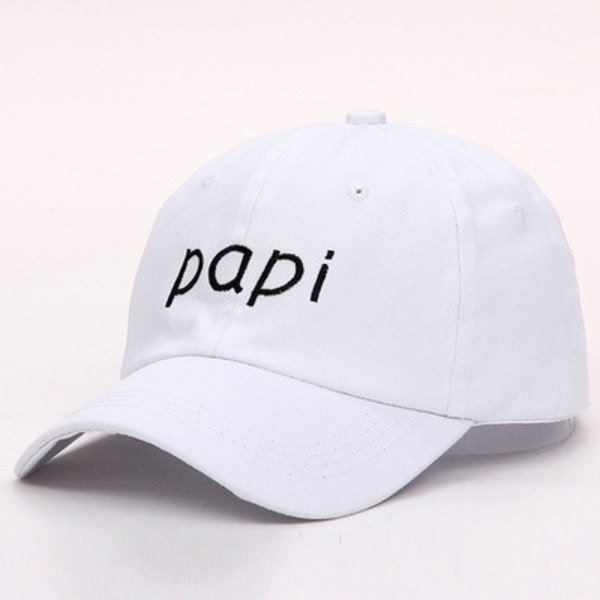PAPI-broderad baseballkeps böjd brätte-hip-hop-hatt white.