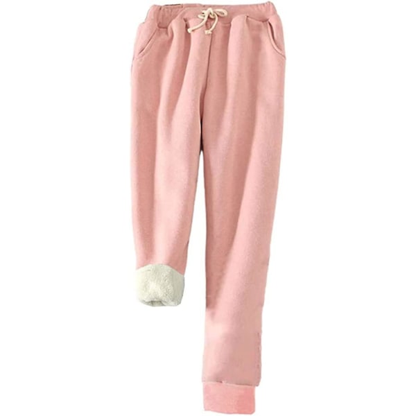 Trieskull Dam S Varm Sherpa-fodrad joggingunderdel Dragsko Sportig joggingbyxa i fleece med fickor Pink L