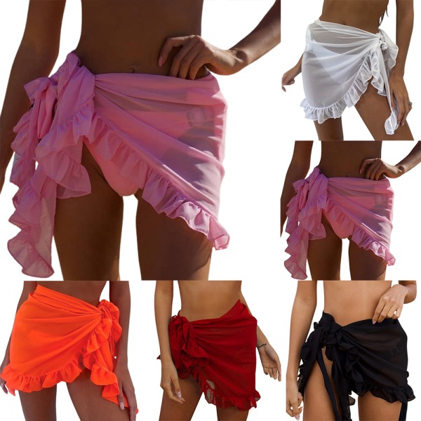 Dam Sarong Klänning Badkläder Bikini Beach Wear Cover Wrap Kjol black
