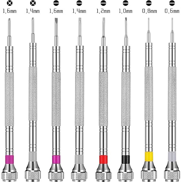 8 st precisionsskruvmejslar, juvelerarskruvmejselset