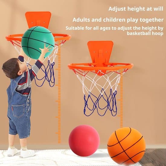 Minibasketkorg - Inomhusbasket - Barnlek - Tyst drift - 34 cm diameter - Orange