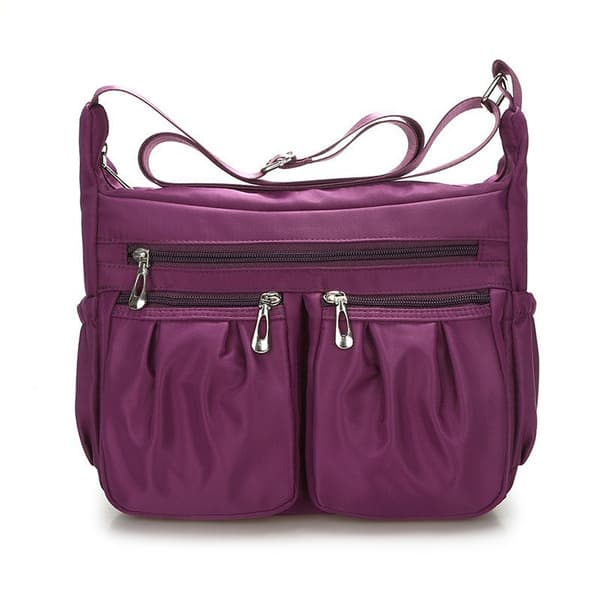 Dammode dragkedja Vattentät nylon axelväska Purple