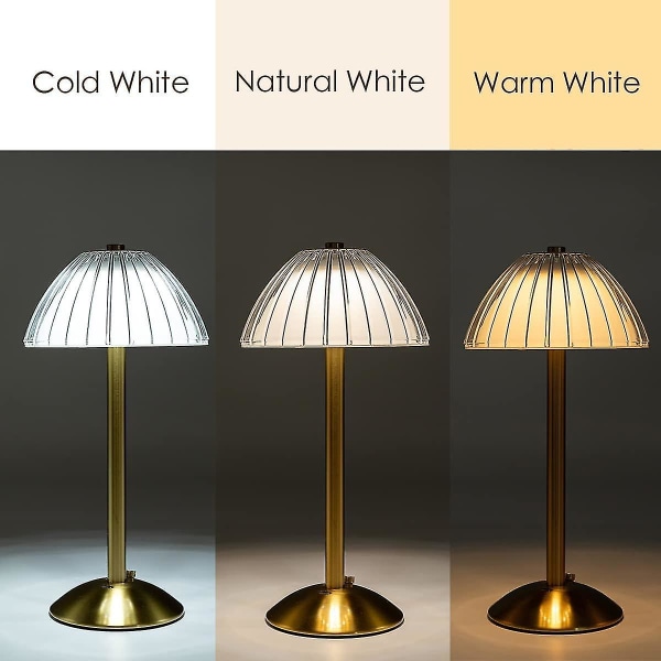 Trådlös led bordslampa, bordslampa med batteri, dimbar led bordslampa - sänglampa för vardagsrum, sovrum, 3 ljusfärger