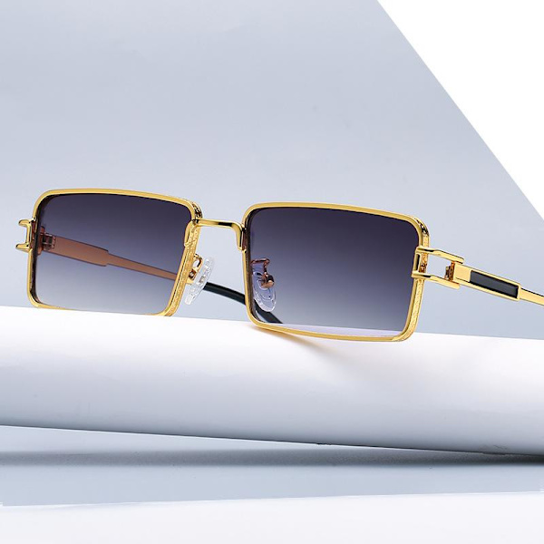 Handgjorda rektangulära brillor i italiensk design 90-tal gold Gold