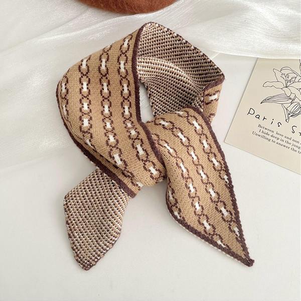 Liten Scarf Stickad Sjal Scarf KHAKI khaki