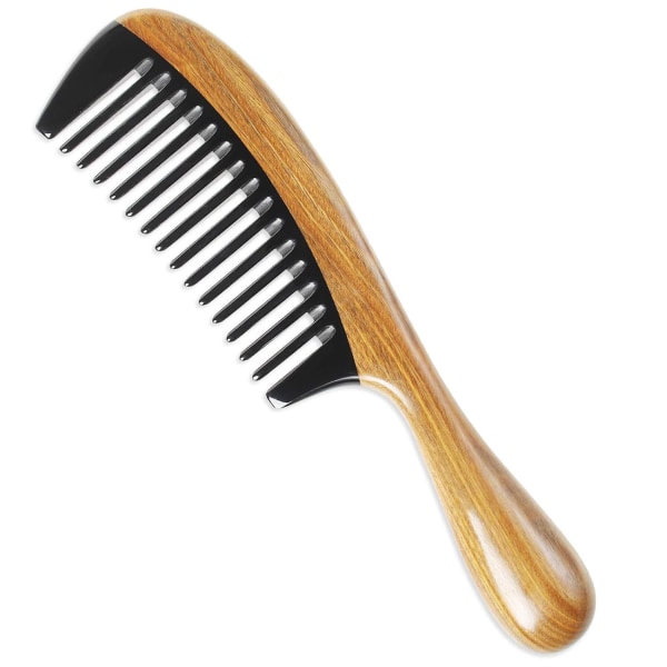 Bred tand Handgjord No Static Black Buffalo Horn Kam med Wide Tooth Combs