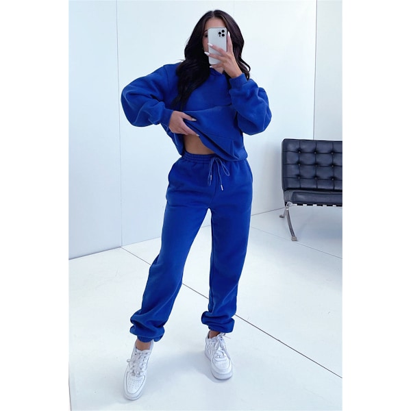 2024 Höst/Vinter Ny Europeisk och Amerikansk Enfärgad Långärmad Hoodie med Sammet, Dammode Casual Byxor Set Apricot color XXL