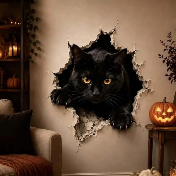 Halloween Innbrudd 3D Veggdekor, Halloween Knust 3D Veggdekor Spøkelsesinvasjon Ghost