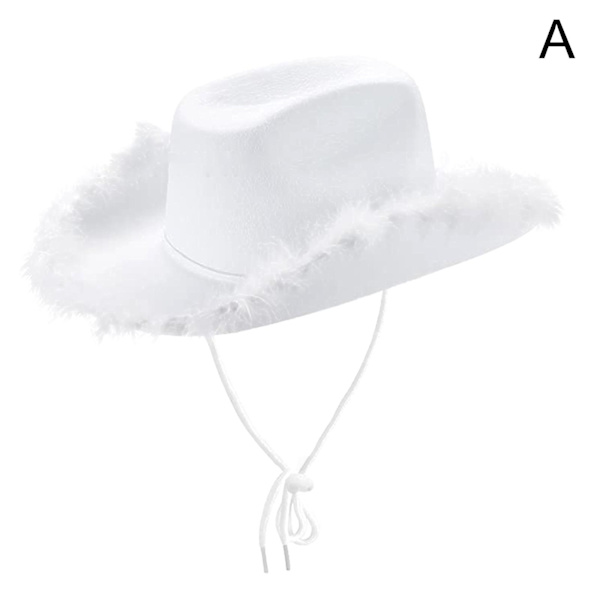 Kvinnor Bred Brätte Kvinnor Tjej Western Rosa Cowboyhatt För Fest U5P white One-size