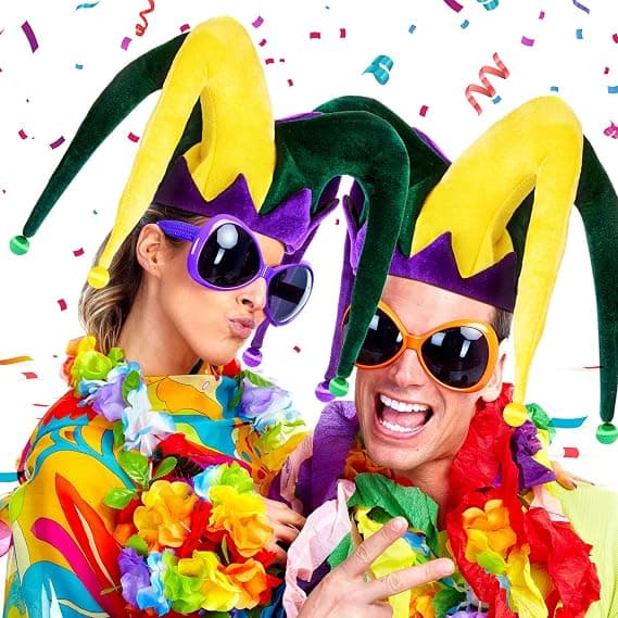 2-pack Mardi Gras Jesterhatt Jätte Kostym Maskerad Karneval