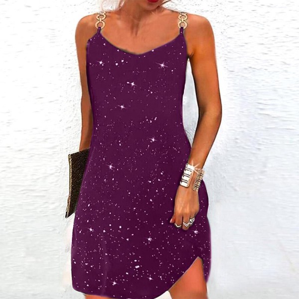 Damer Casual ärmlös rygglös klänning Dammodekläder Plus Size purple L