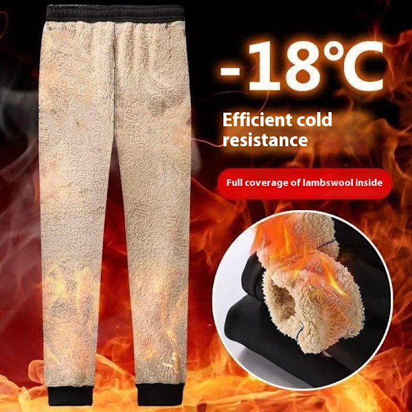 Herr- och damtoalettbyxor, lammull höst- och vintersportbyxor, lösa och trendiga med tjockt fleece, ungdomsvinter casual långbyxor black L