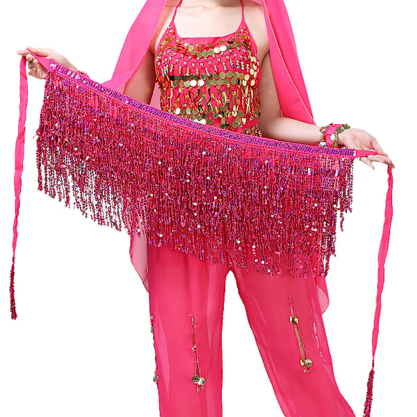 Boho Sequin Tofs Höfthalsduk Kjol rose