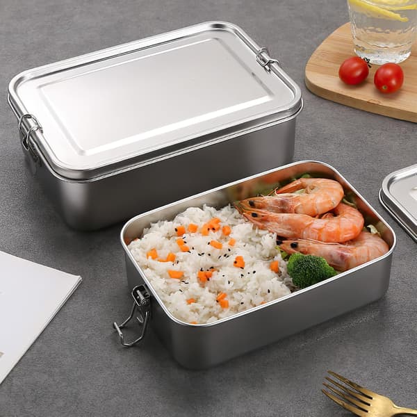 Matboks i rustfritt stål - 850 ml Bento-matboks Matbeholder med låseklips, bærbare matbokser