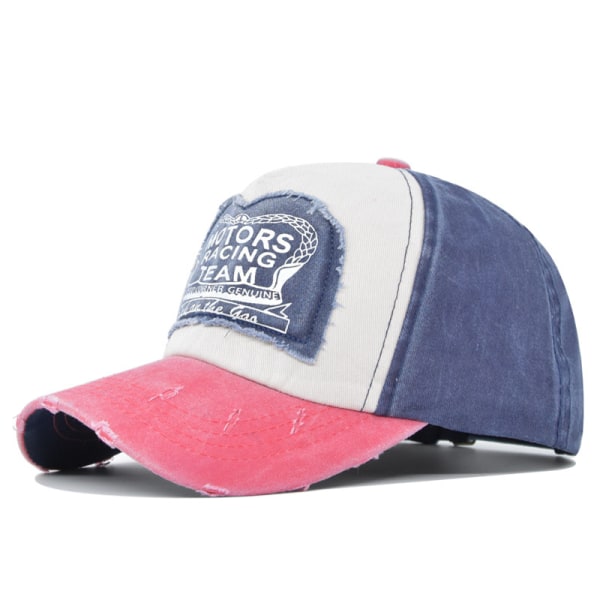 Retro tvättad cap Peaked cap Distressed cap Motorer printed hatt Sailor cap Cb2221Coffee+NavyBlue Adjustable