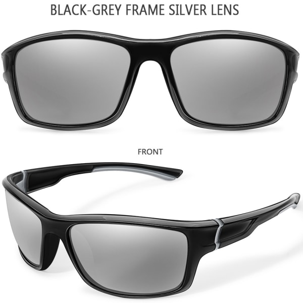 Sportsolglasögon för män Utomhus cykelglasögon vindruta skyddande solglasögon Black silver frame silvered