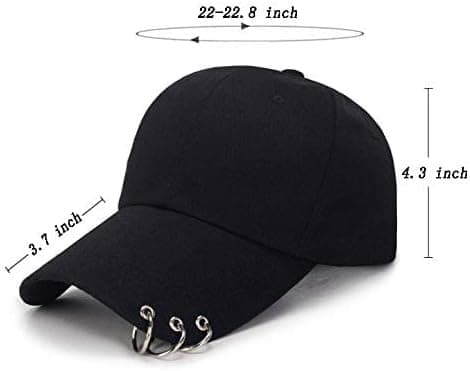 Hattring Baseballkeps - Suga-Snapback Baseballkeps med Järnringar (Svart) (Medium, Svart)