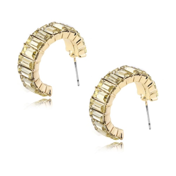 2 st smycken Flerfärgade strass örhängen Enkla C-formade örhängen för tjejer yellow