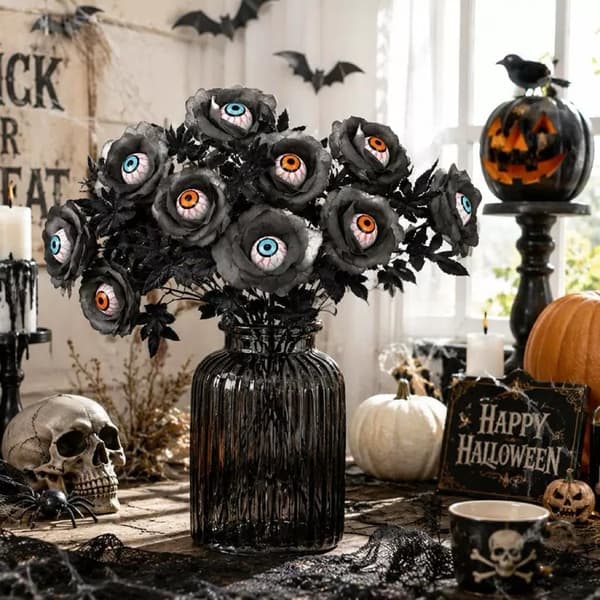 Håndlavet Gotisk Øjeæble Rosebuket Håndlavet, Gotisk Stil, Halloween Indretning, Rosebuket
