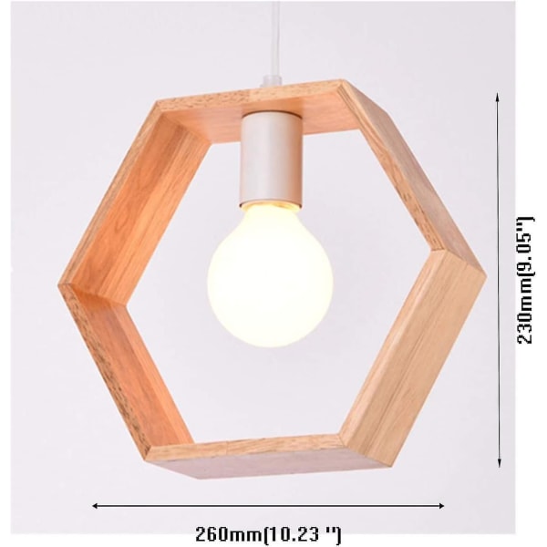 E27 Creative Pendellampa Taklampa i industriträ (hexagonform, glödlampa ingår ej)