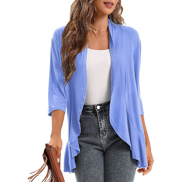 2023 Ny Dammode Temperamentrock Enfärgad Casual Cardigan Sju Points Topp blue M