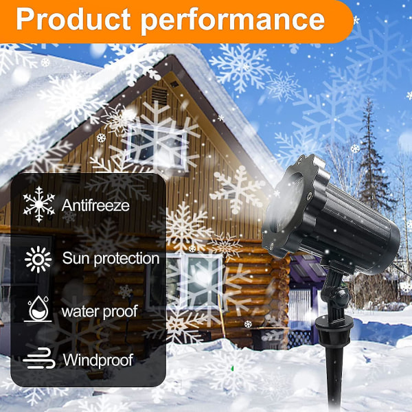 Nyårsprojektorlampa, Julprojektor utomhus/inomhus, Dynamic Snowy Landscape Jullampa med fjärrkontroll