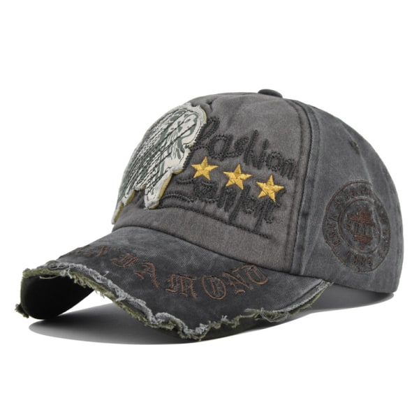 Vintage skallebroderad cap Broderad Patch Peaked Cap Tvättad Distressed Sol Hat Cap Cb3893NavyBlue Adjustable