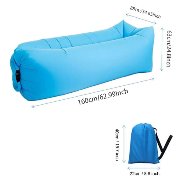 Oppustelig Lounger Luftstol Sofaseng Sovepose Sofa til Strand Camping Sø Have (Blå)