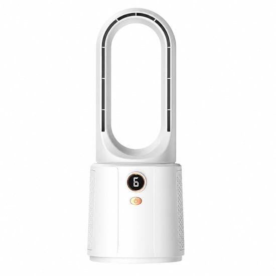 Bladeless bordsfläkt – Tyst fläkt för sovrum och kontor – Säker bladlös fläkt – Kompakt luftfläkt med touchkontroll – Vit